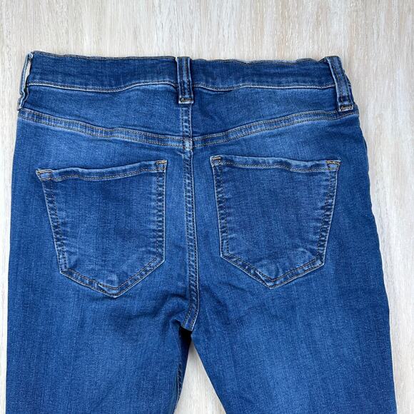 Free People Blue Distressed High Rise Fray Ankle Casual Skinny Denim Jeans 26 - Picture 15 of 15